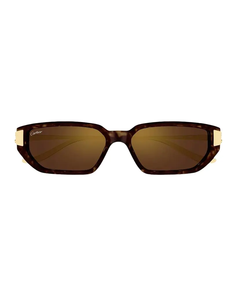 Cartier Panthère De 54MM Panthère Classic 24 Carat Gold-Plated Metal Rectangular Sunglasses