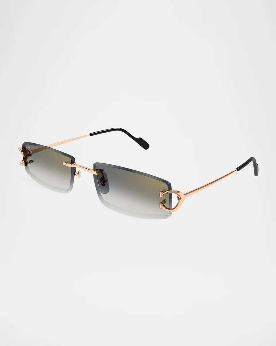 Cartier Motifs De 56MM Décor C Classique Rose Gold-Plated Rectangular Sunglasses | Thumbnail 2 Cartier Motifs De 56MM Décor C Classique Rose Gold-Plated Rectangular Sunglasses | Thumbnail 2