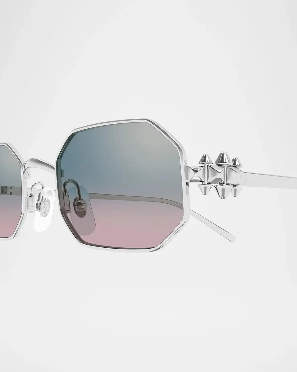 Cartier Clash de 53MM Platinum-Plated Geometric Sunglasses | Thumbnail 3 Cartier Clash de 53MM Platinum-Plated Geometric Sunglasses | Thumbnail 3