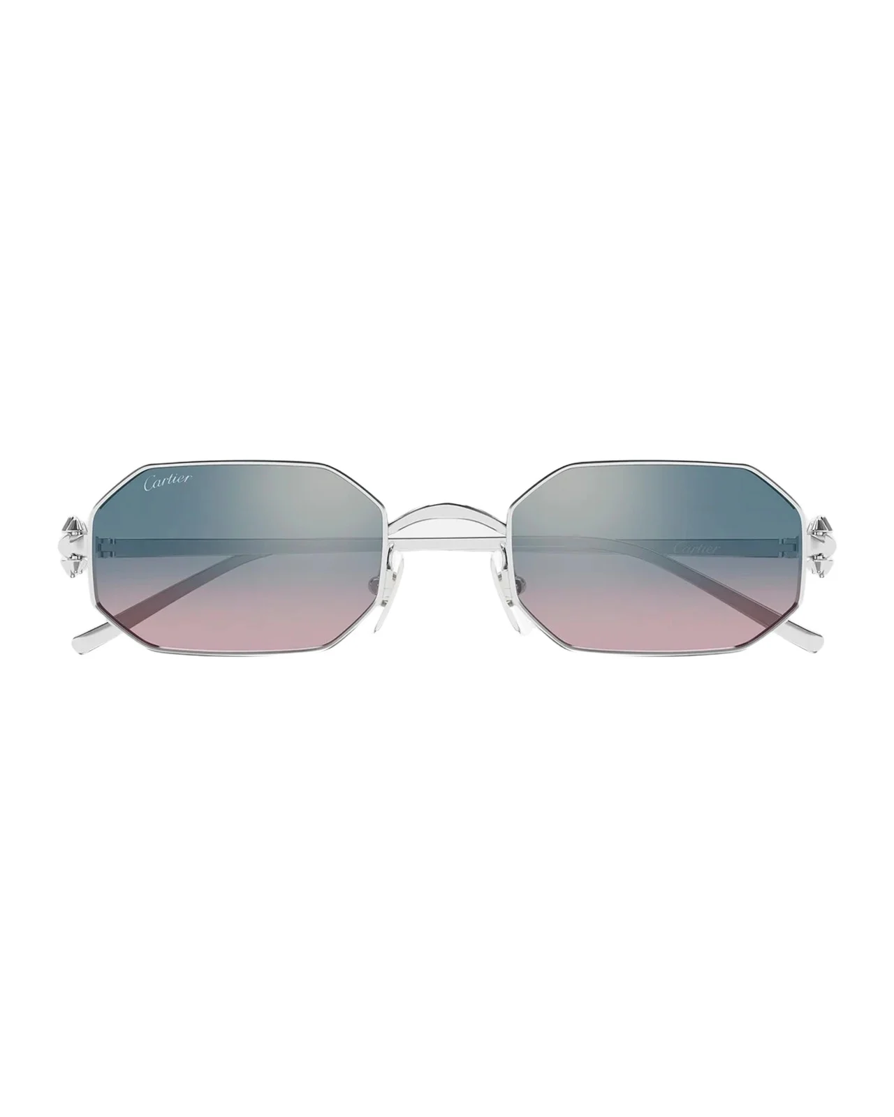 Cartier Clash de 53MM Platinum-Plated Geometric Sunglasses