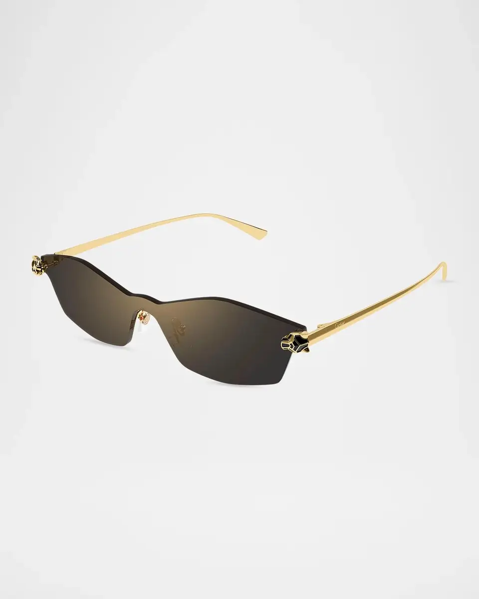 Cartier Panthère Classic 24k Gold-Plated Rimless Shield Sunglasses | Thumbnail 2