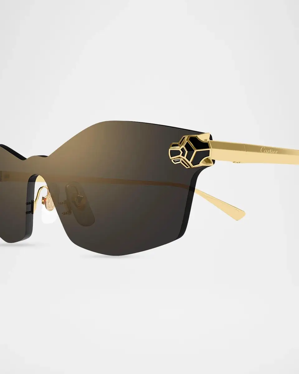 Cartier Panthère Classic 24k Gold-Plated Rimless Shield Sunglasses | Thumbnail 3