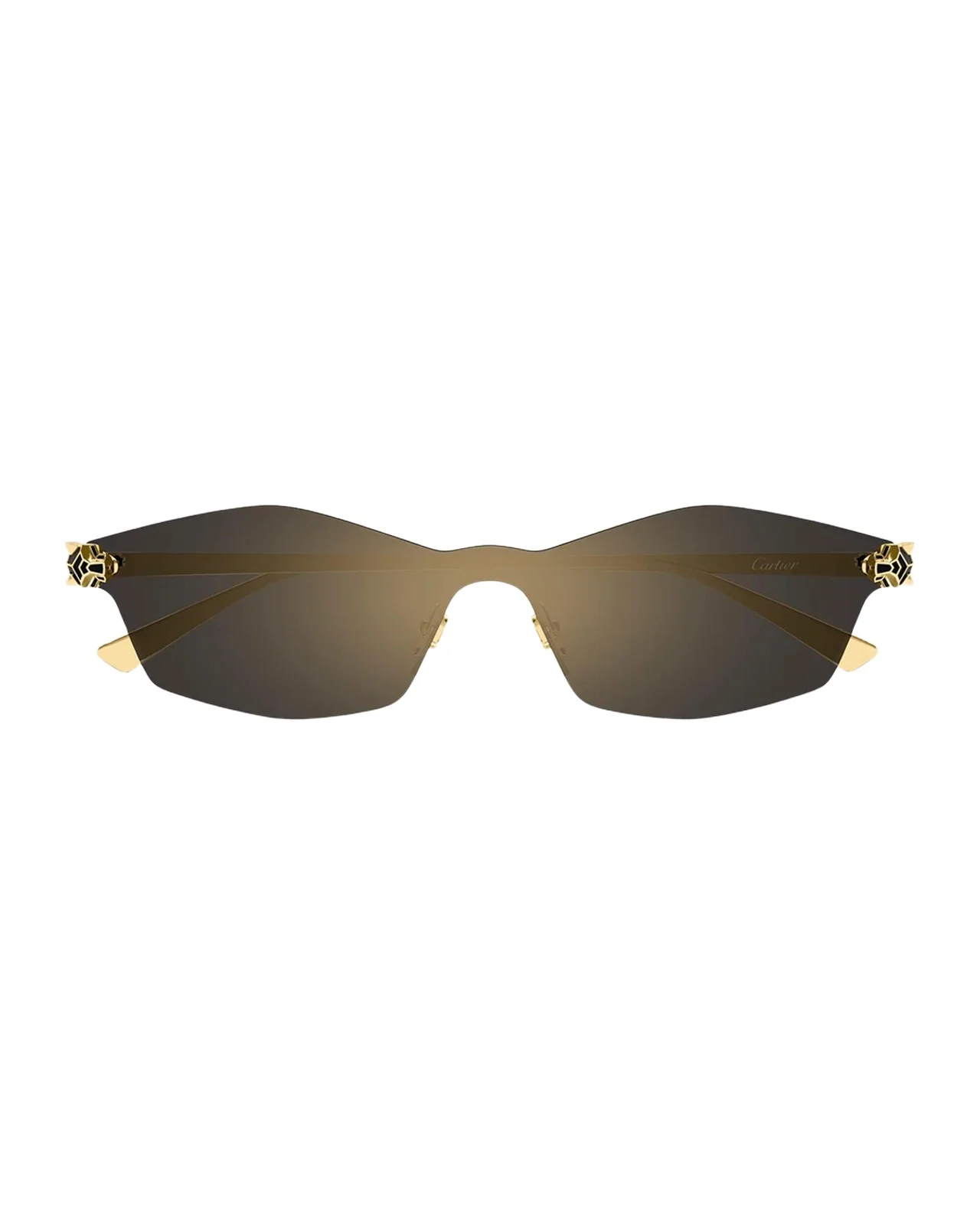 Cartier Panthère Classic 24k Gold-Plated Rimless Shield Sunglasses