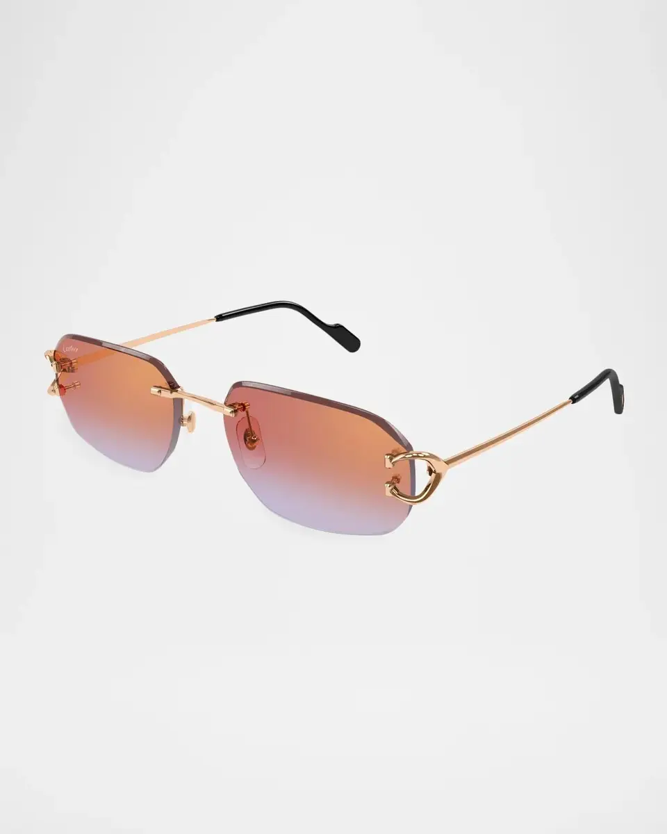 Cartier Motifs De 58MM Décor C Classique Rose Gold-Plated Rectangular Sunglasses | Thumbnail 2 Cartier Motifs De 58MM Décor C Classique Rose Gold-Plated Rectangular Sunglasses | Thumbnail 2