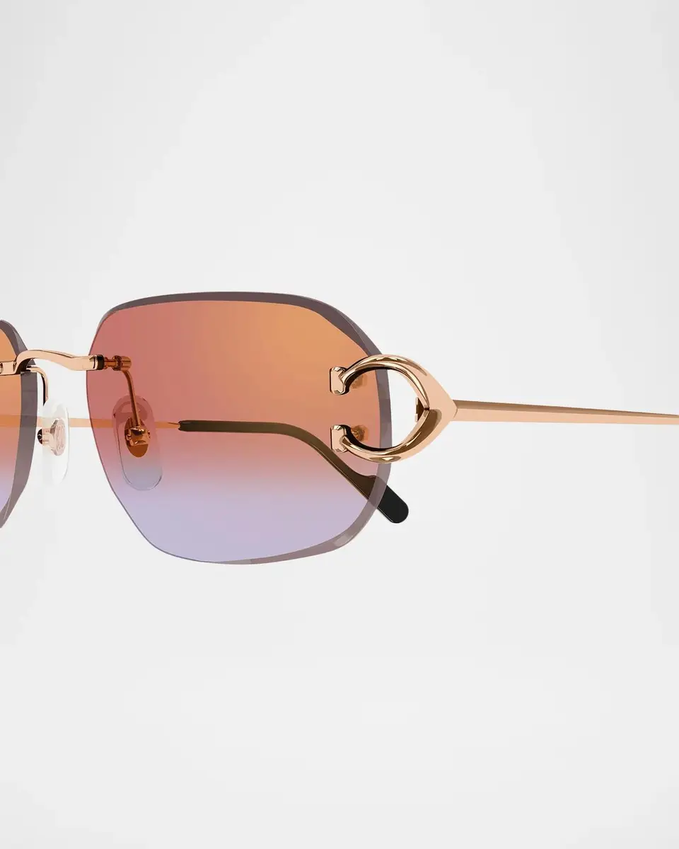 Cartier Motifs De 58MM Décor C Classique Rose Gold-Plated Rectangular Sunglasses | Thumbnail 3 Cartier Motifs De 58MM Décor C Classique Rose Gold-Plated Rectangular Sunglasses | Thumbnail 3