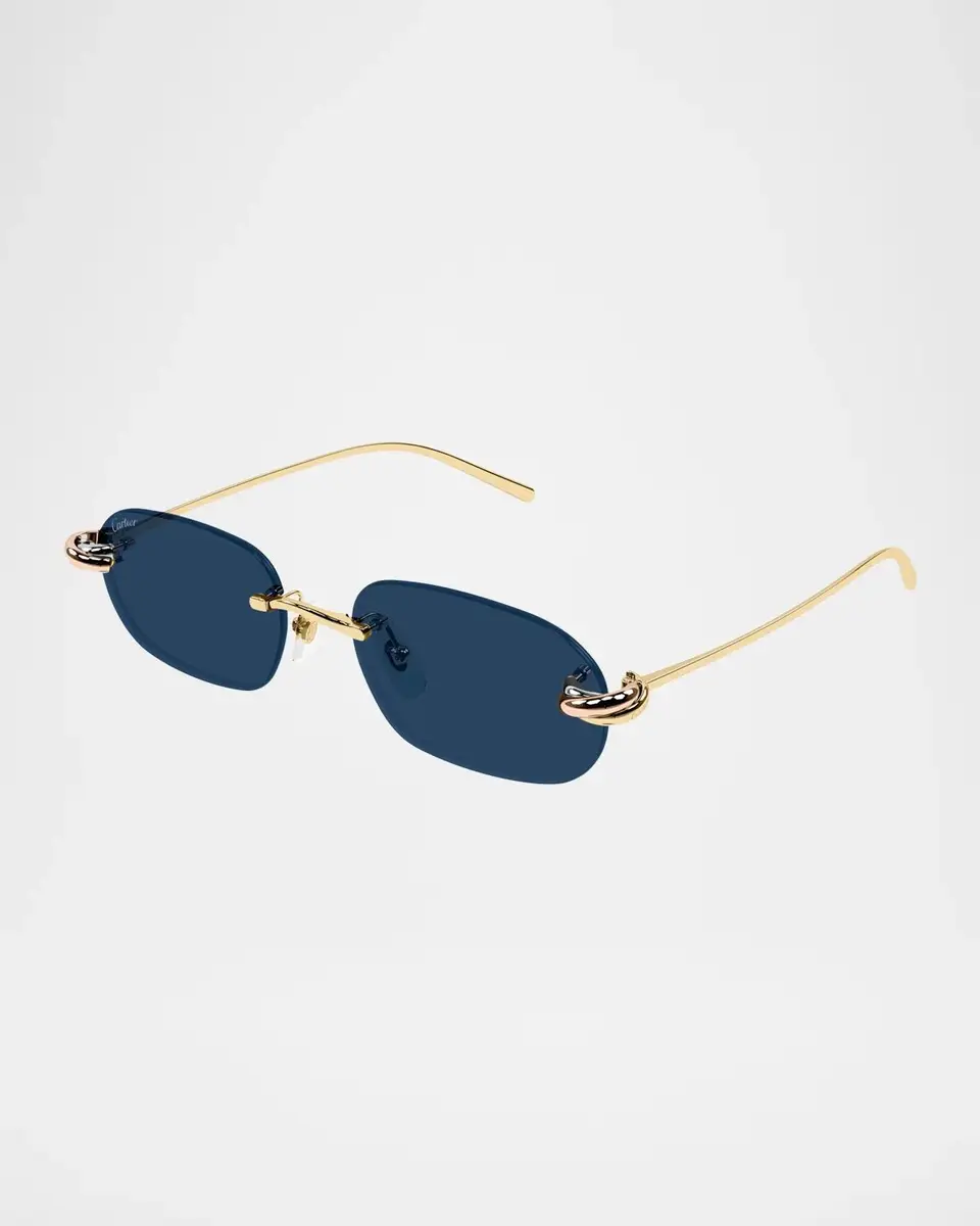 Cartier Trinity 24-Carat Rose Gold-Plated Rimless Rectangular Sunglasses | Thumbnail 2