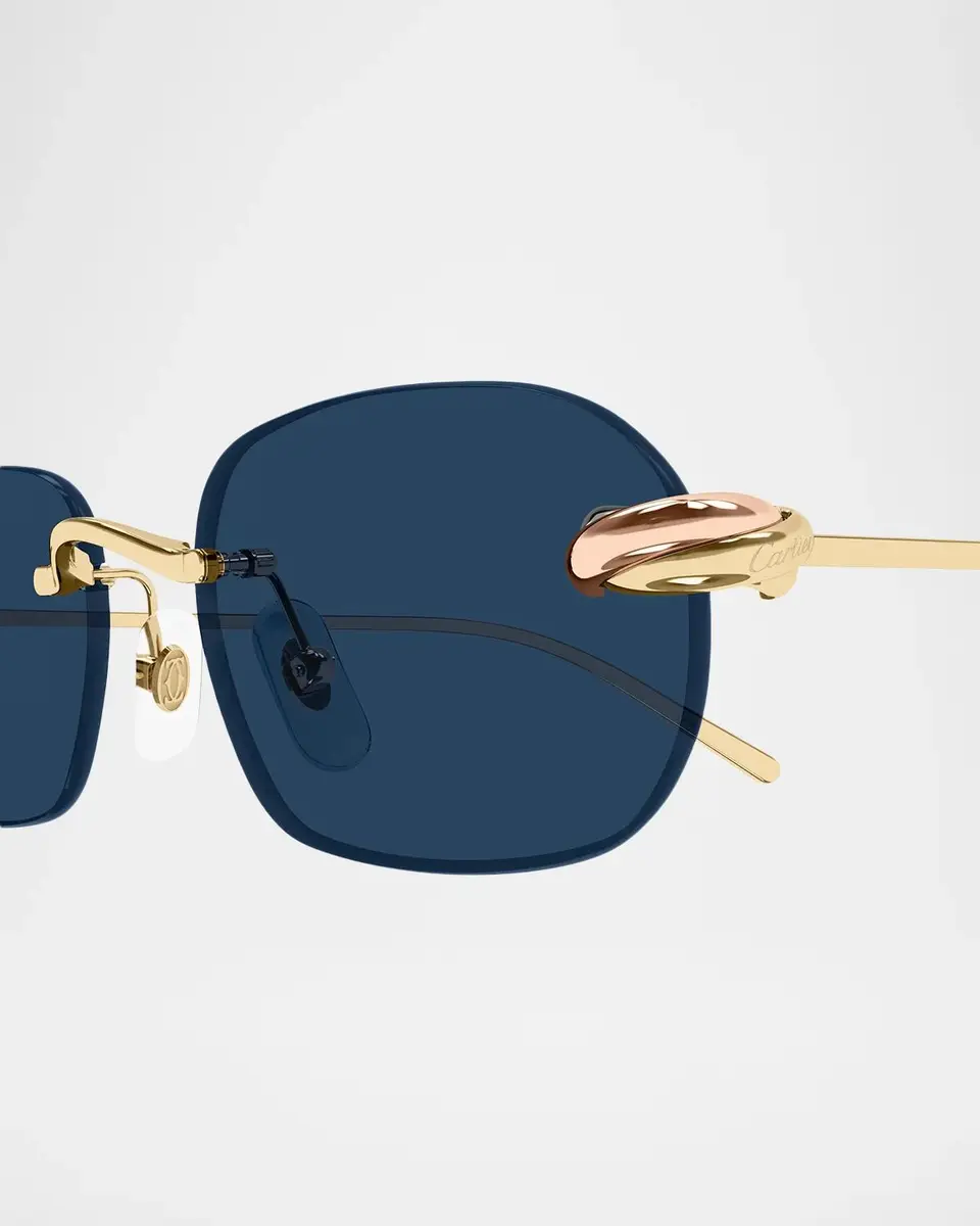 Cartier Trinity 24-Carat Rose Gold-Plated Rimless Rectangular Sunglasses | Thumbnail 3