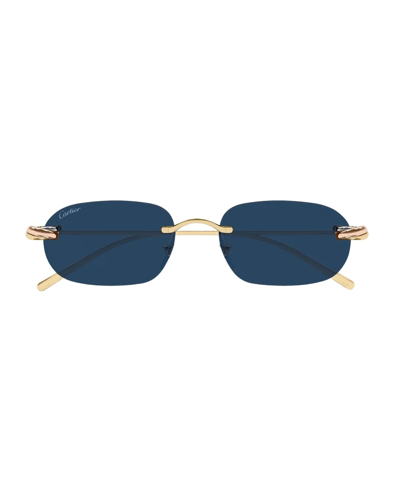 Cartier Trinity 24-Carat Rose Gold-Plated Rimless Rectangular Sunglasses
