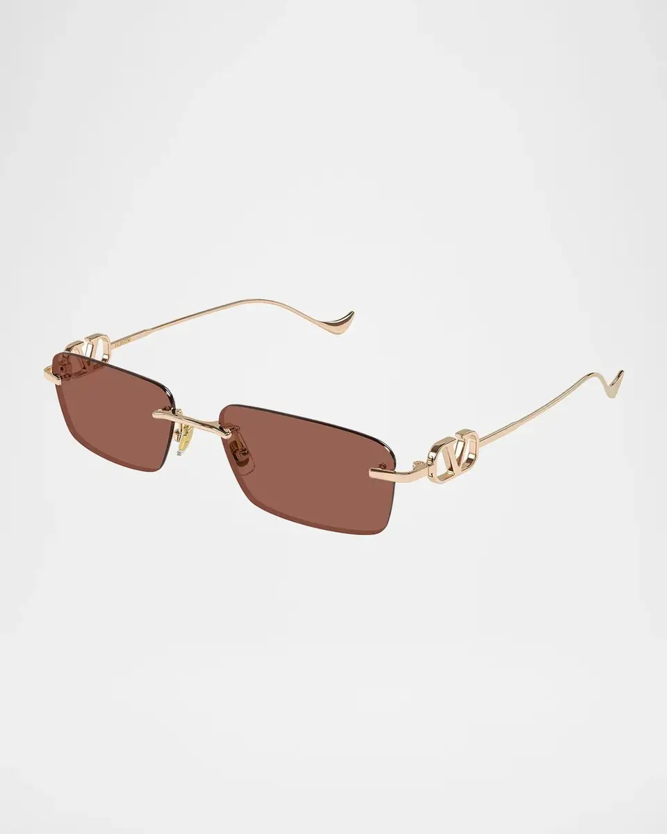 Valentino Garavani VLogo 55MM Bejeweled Rimless Rectangular Sunglasses | Thumbnail 2