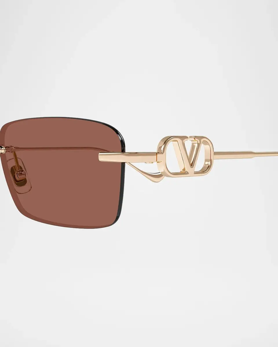 Valentino Garavani VLogo 55MM Bejeweled Rimless Rectangular Sunglasses | Thumbnail 3