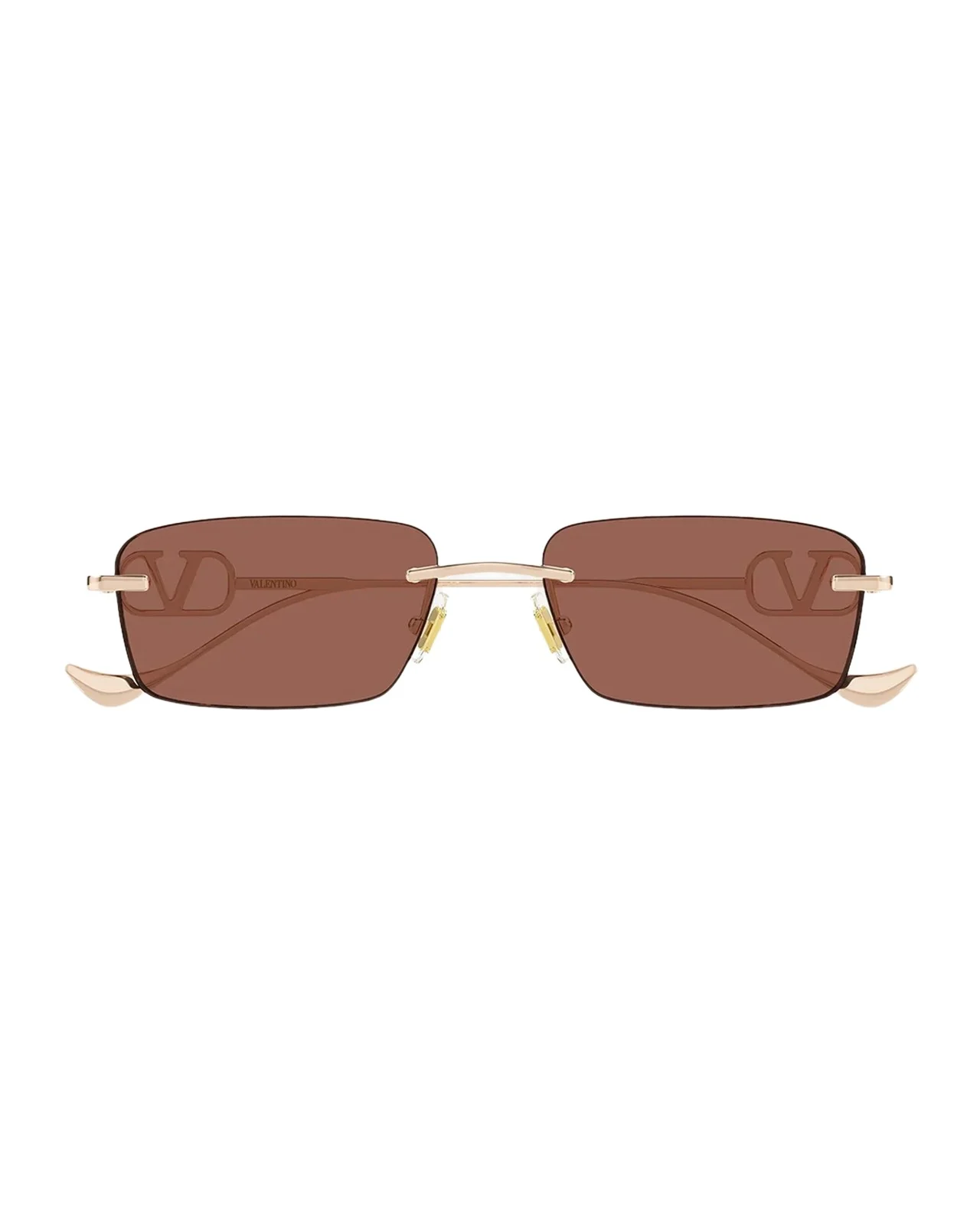 Valentino Garavani VLogo 55MM Bejeweled Rimless Rectangular Sunglasses