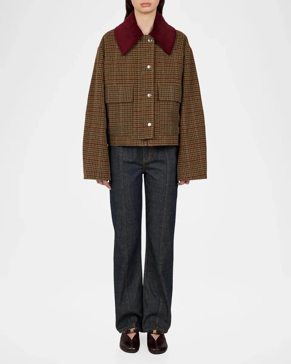 Ganni Heavy Check Twill Barn Jacket | Thumbnail 2