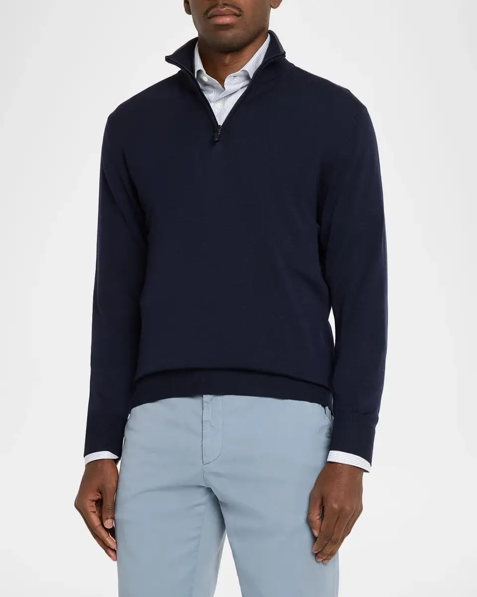 Canali Men's Half-Zip Merino Wool Sweater | Thumbnail 4 Canali Men's Half-Zip Merino Wool Sweater | Thumbnail 4