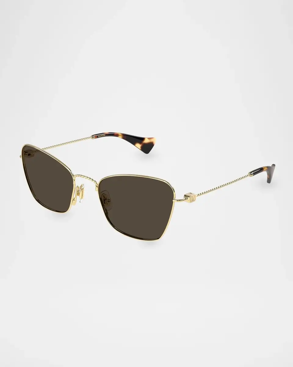 Valentino Garavani VLogo 52MM Torchon Cat-Eye Metal Sunglasses | Thumbnail 2