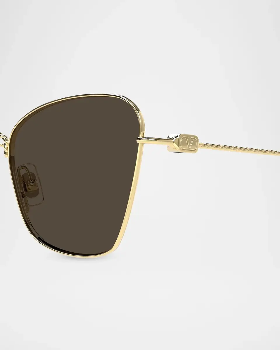 Valentino Garavani VLogo 52MM Torchon Cat-Eye Metal Sunglasses | Thumbnail 3