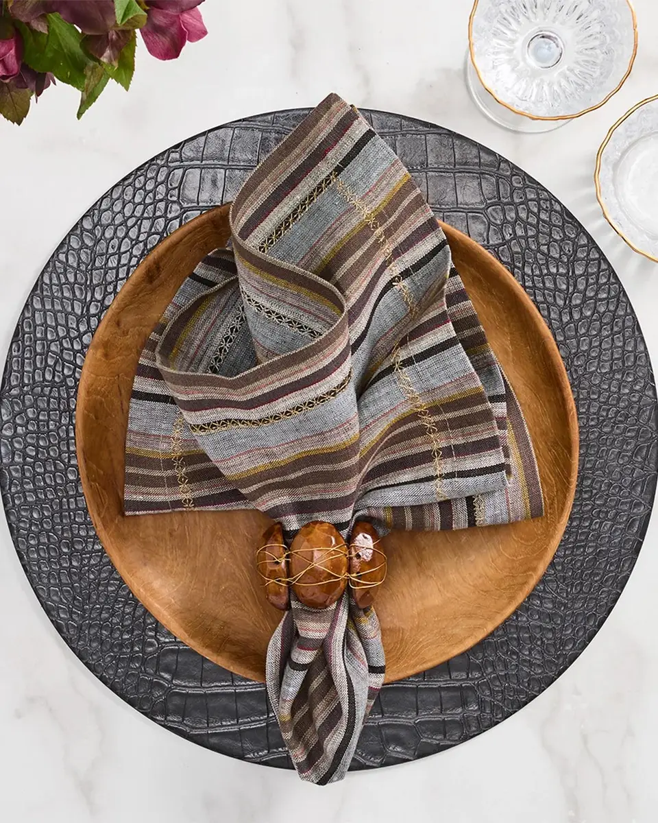 Kim Seybert Aluminum & Wood Burl Napkin Ring | Thumbnail 3 Kim Seybert Aluminum & Wood Burl Napkin Ring | Thumbnail 3