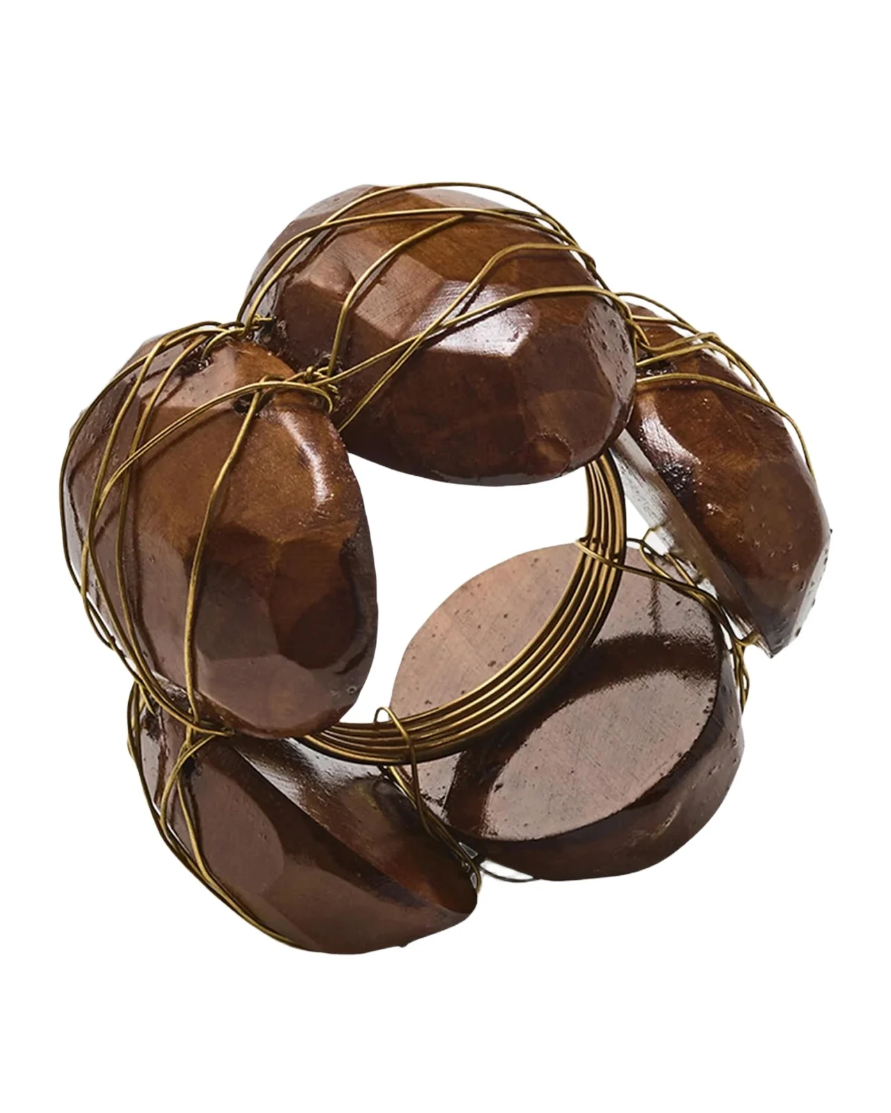 Kim Seybert Aluminum & Wood Burl Napkin Ring