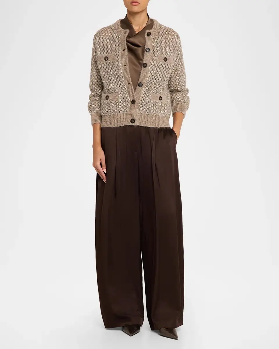 Brunello Cucinelli Flicker Mohair Mesh Diamante Knit Cardigan | Thumbnail 2