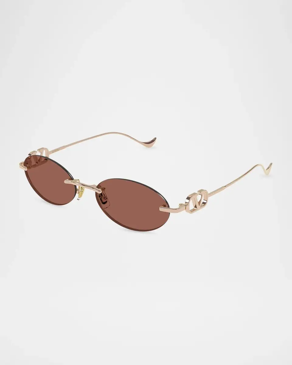 Valentino Garavani VLogo 53MM Bejeweled Rimless Oval Metal Sunglasses | Thumbnail 2