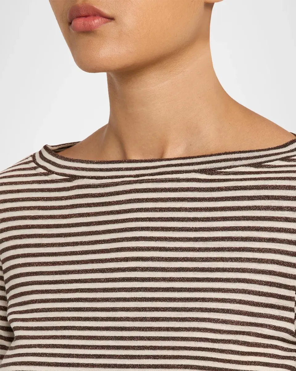 Brunello Cucinelli Glimmering Fine Stripe Wool Jersey Long-Sleeve Top | Thumbnail 5 Brunello Cucinelli Glimmering Fine Stripe Wool Jersey Long-Sleeve Top | Thumbnail 5