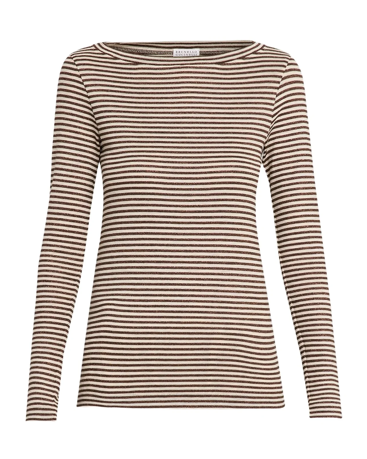 Glimmering Fine Stripe Wool Jersey Long-Sleeve Top Glimmering Fine Stripe Wool Jersey Long-Sleeve Top