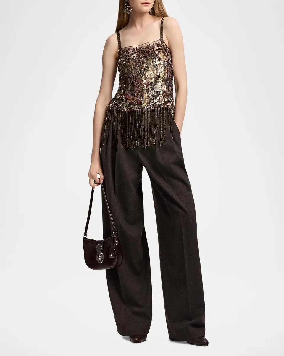 Ralph Lauren Collection Sonara Fringe-Trim Embellished Top | Thumbnail 2 Ralph Lauren Collection Sonara Fringe-Trim Embellished Top | Thumbnail 2