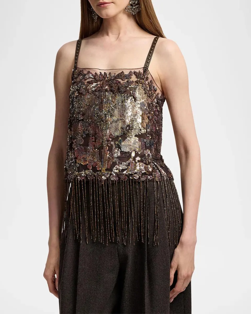 Ralph Lauren Collection Sonara Fringe-Trim Embellished Top | Thumbnail 6 Ralph Lauren Collection Sonara Fringe-Trim Embellished Top | Thumbnail 6