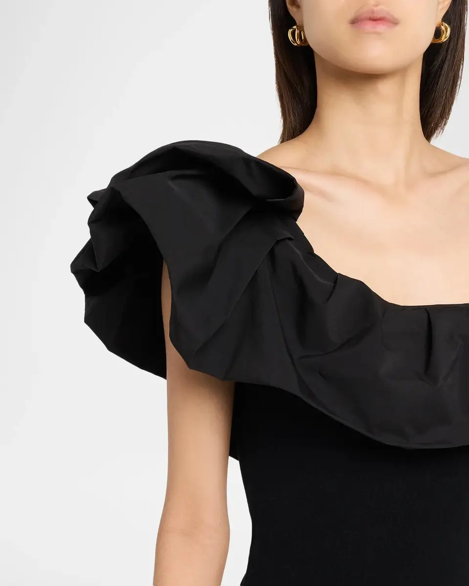 Essentiel Antwerp Klack Asymmetric Ruffle Knit Midi Dress | Thumbnail 5 Essentiel Antwerp Klack Asymmetric Ruffle Knit Midi Dress | Thumbnail 5