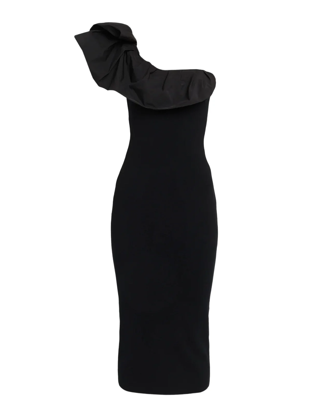 Essentiel Antwerp Klack Asymmetric Ruffle Knit Midi Dress