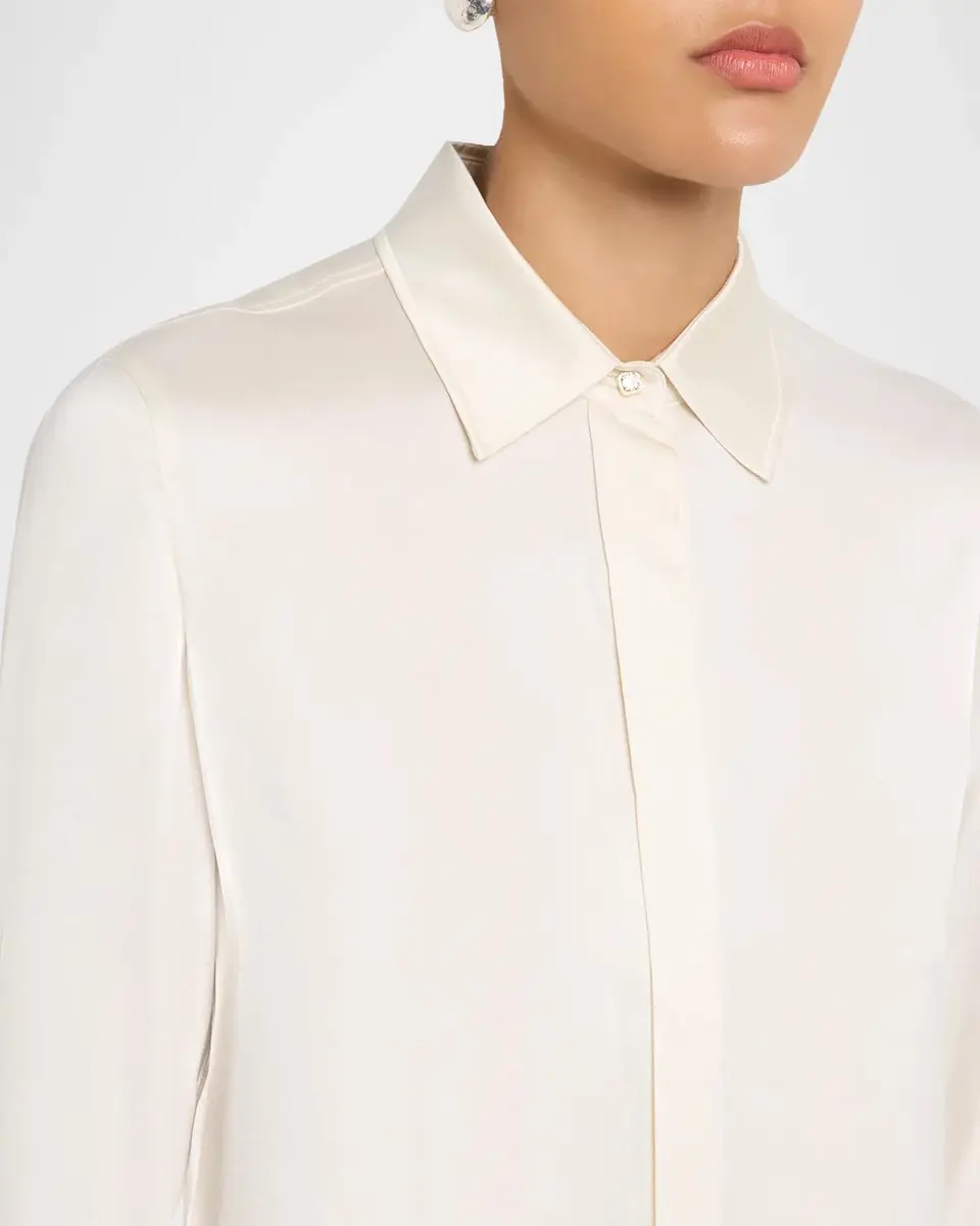 Max Mara Studio Button-Front Stretch Silk Shirt | Thumbnail 5 Max Mara Studio Button-Front Stretch Silk Shirt | Thumbnail 5