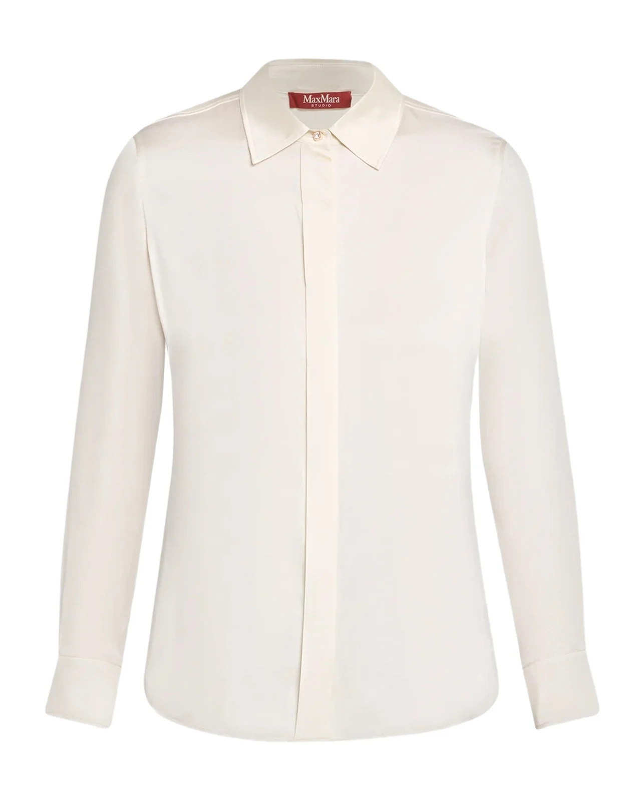 Max Mara Studio Button-Front Stretch Silk Shirt