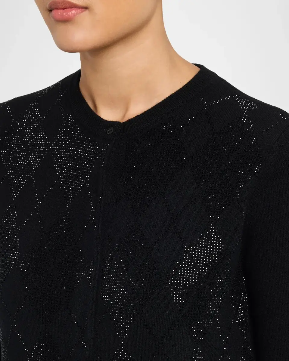 Max Mara Studio Rhinestone Argyle Wool-Cashmere Sweater | Thumbnail 5