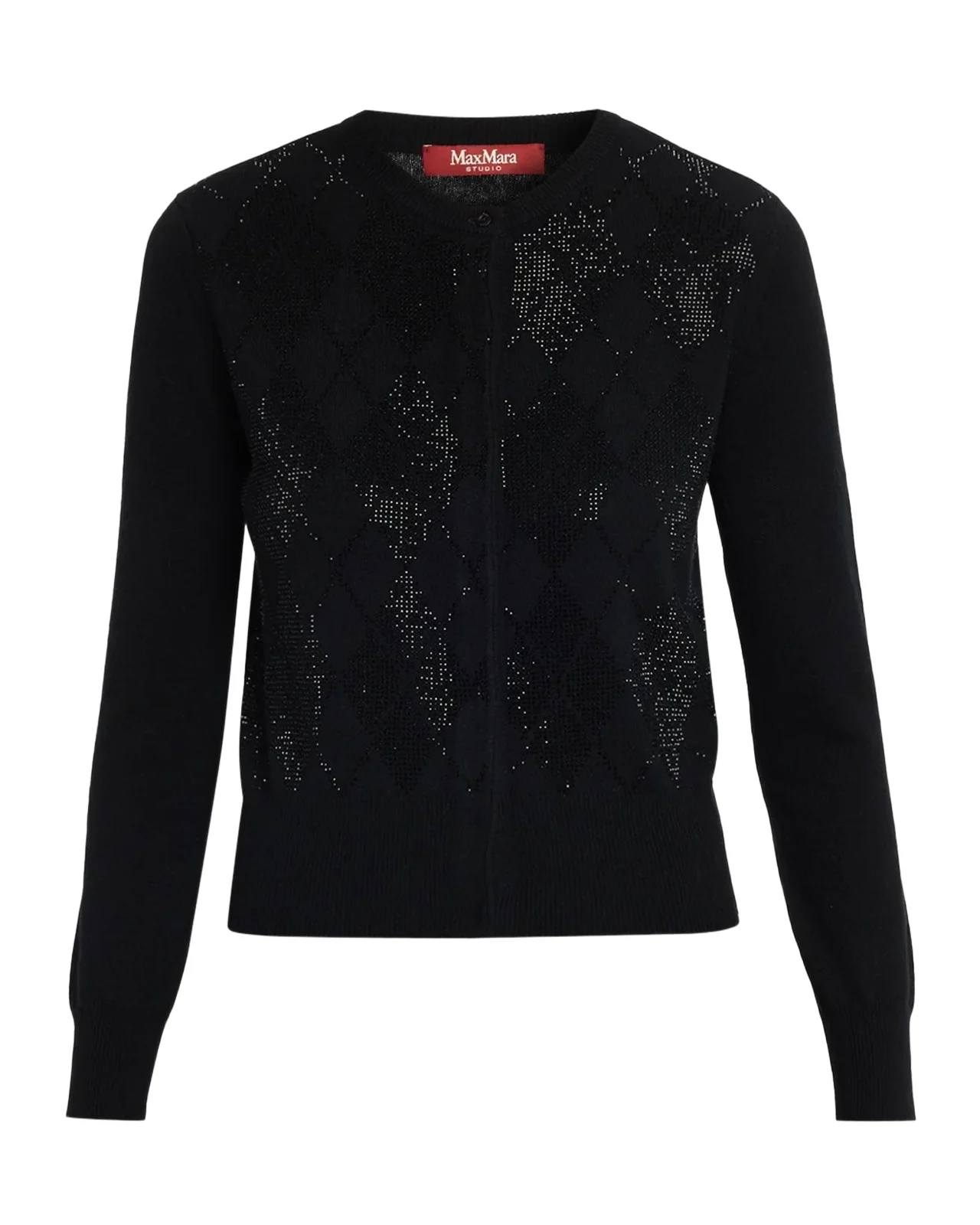 Max Mara Studio Rhinestone Argyle Wool-Cashmere Sweater