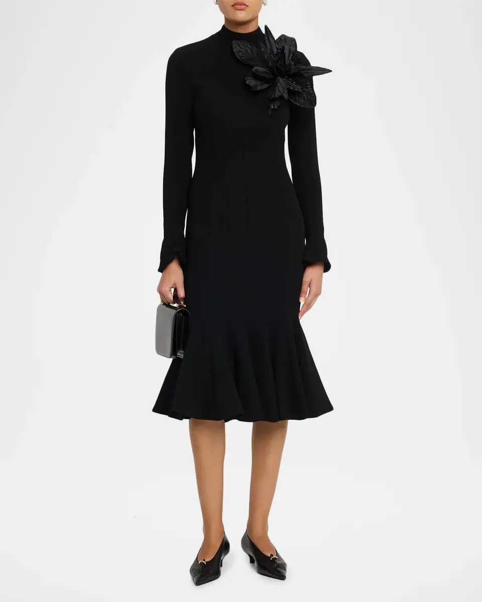 Sergio Hudson Tulip Wool Crêpe Midi Dress | Thumbnail 2 Sergio Hudson Tulip Wool Crêpe Midi Dress | Thumbnail 2