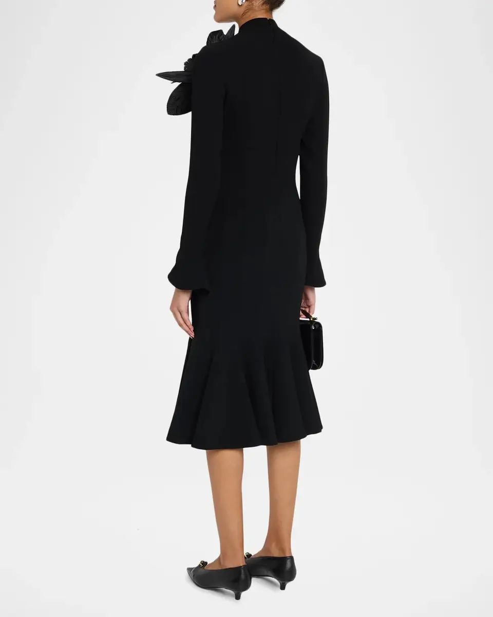 Sergio Hudson Tulip Wool Crêpe Midi Dress | Thumbnail 3 Sergio Hudson Tulip Wool Crêpe Midi Dress | Thumbnail 3