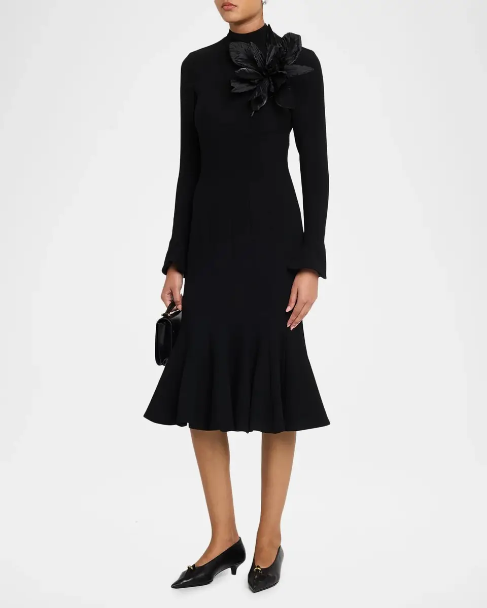 Sergio Hudson Tulip Wool Crêpe Midi Dress | Thumbnail 4 Sergio Hudson Tulip Wool Crêpe Midi Dress | Thumbnail 4