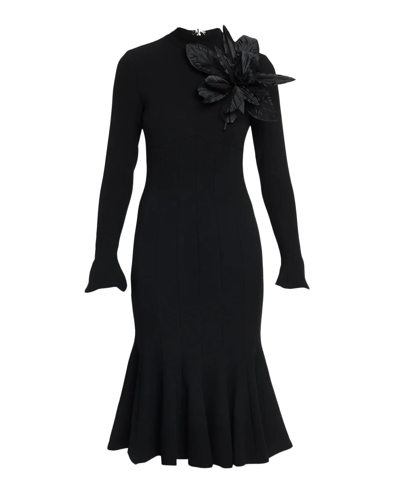 Sergio Hudson Tulip Wool Crêpe Midi Dress