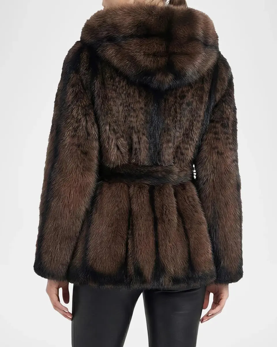 Lyla Grant Faux-Fur Fox Hooded Jacket With Belt | Thumbnail 3 Lyla Grant Faux-Fur Fox Hooded Jacket With Belt | Thumbnail 3