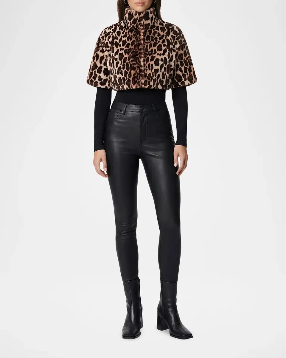 Lyla Grant Leopard-Print Faux-Fur Sheared Mink Bolero With Short Sleeves | Thumbnail 2