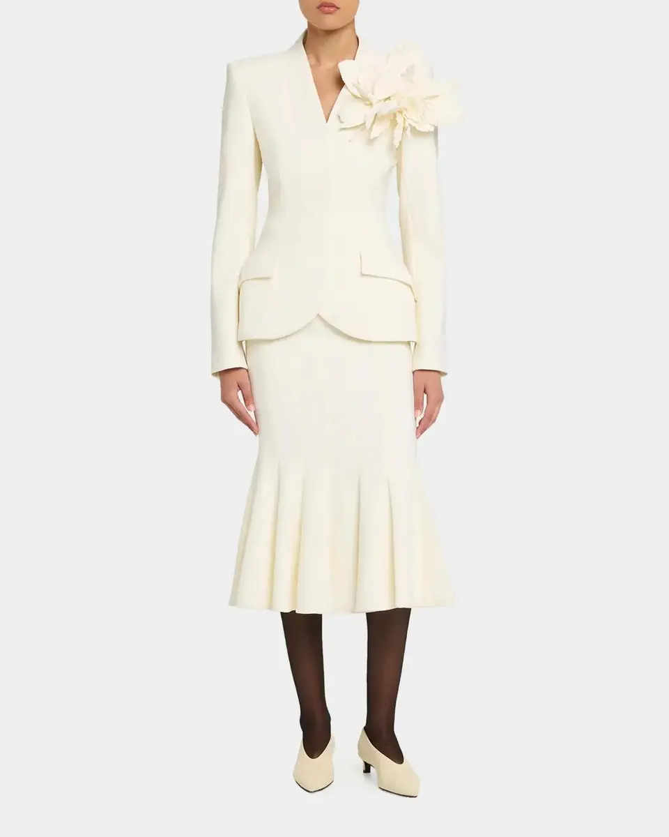 Sergio Hudson Collarless Slim Tailored Wool-Blend Jacket | Thumbnail 2 Sergio Hudson Collarless Slim Tailored Wool-Blend Jacket | Thumbnail 2