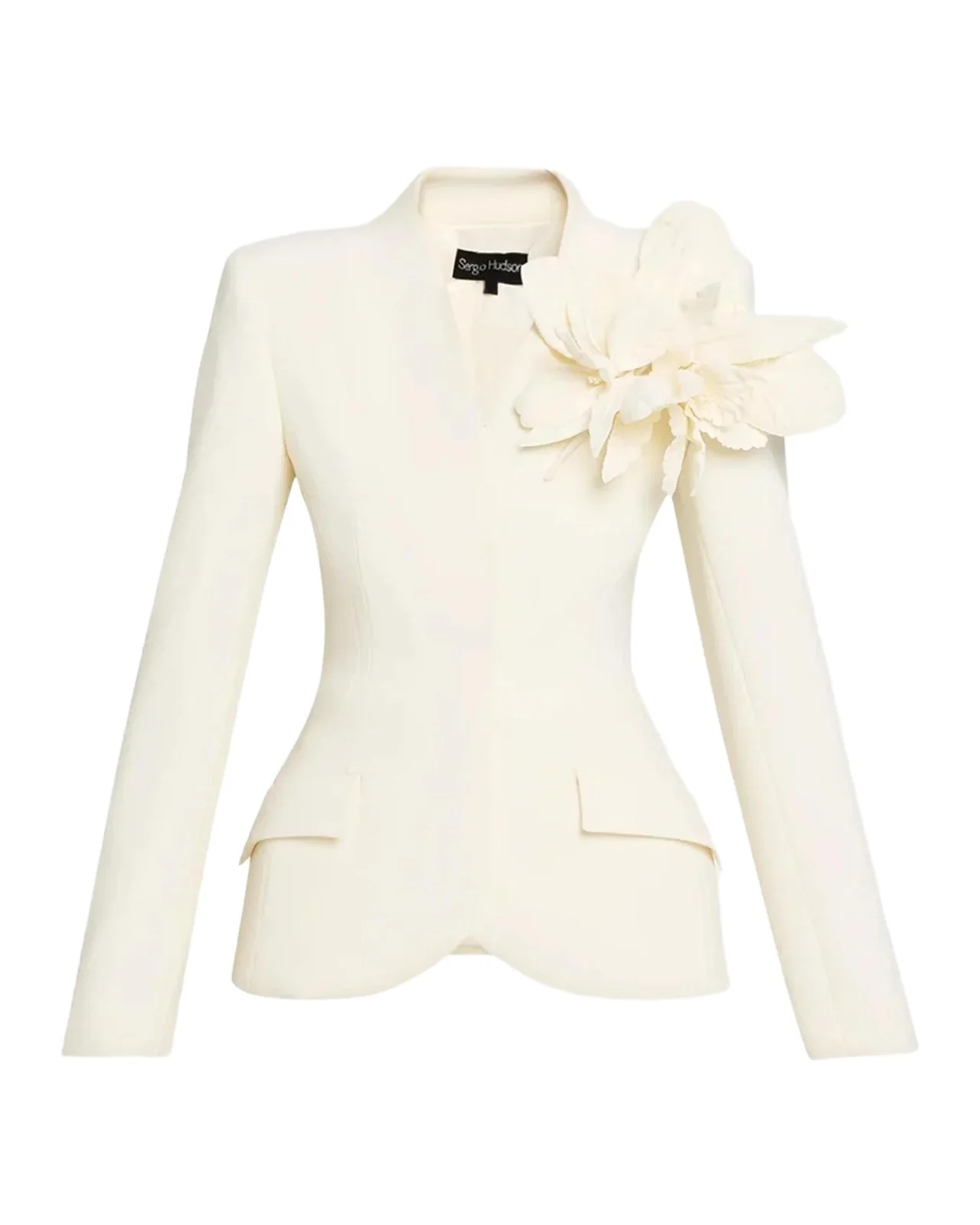 Collarless Slim Tailored Wool-Blend Jacket