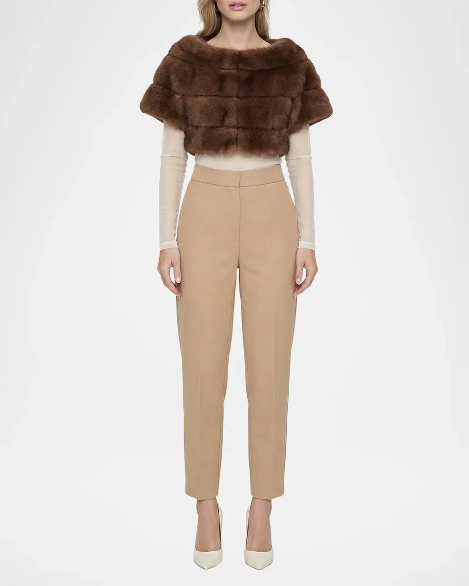 Gorski Faux-Fur Chinchilla Bolero With Short Sleeves | Thumbnail 2 Gorski Faux-Fur Chinchilla Bolero With Short Sleeves | Thumbnail 2