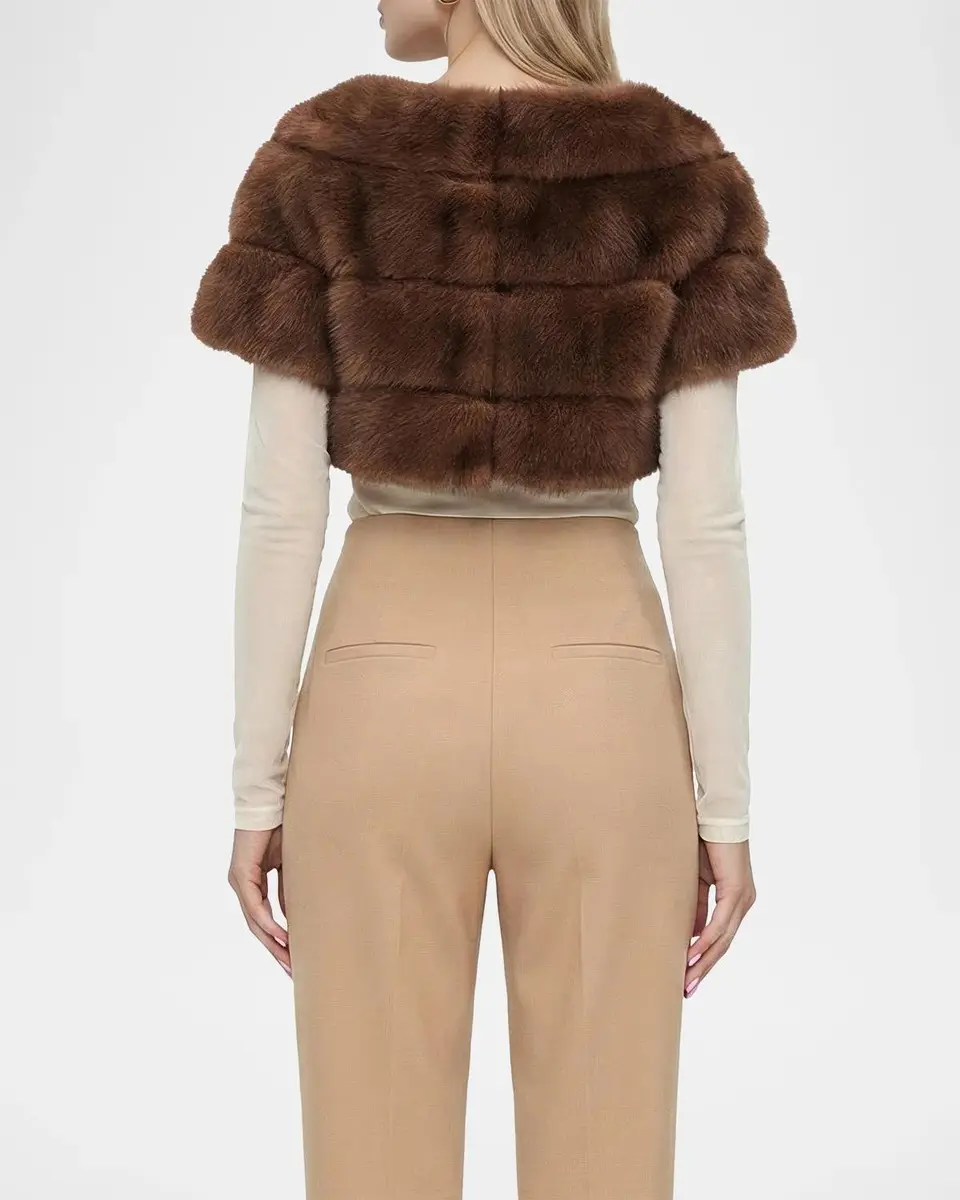 Gorski Faux-Fur Chinchilla Bolero With Short Sleeves | Thumbnail 3 Gorski Faux-Fur Chinchilla Bolero With Short Sleeves | Thumbnail 3