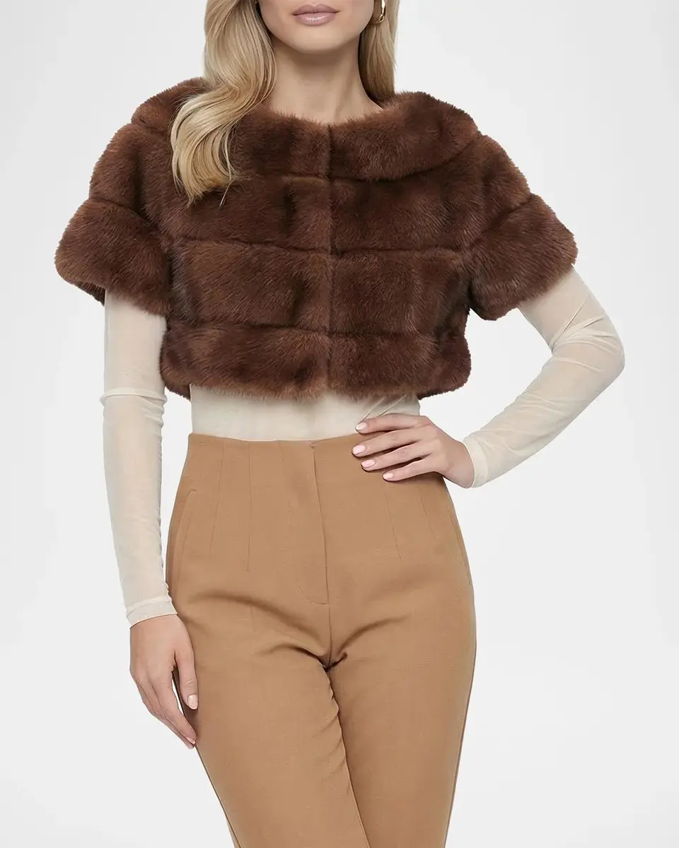 Gorski Faux-Fur Chinchilla Bolero With Short Sleeves | Thumbnail 5 Gorski Faux-Fur Chinchilla Bolero With Short Sleeves | Thumbnail 5
