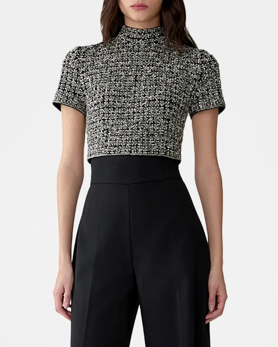 Carolina Herrera Embellished Cropped Mock-Neck Top | Thumbnail 4 Carolina Herrera Embellished Cropped Mock-Neck Top | Thumbnail 4