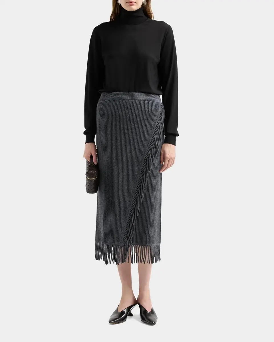 Simkhai Casey Ribbed Fringe-Trim Midi Skirt | Thumbnail 2 Simkhai Casey Ribbed Fringe-Trim Midi Skirt | Thumbnail 2