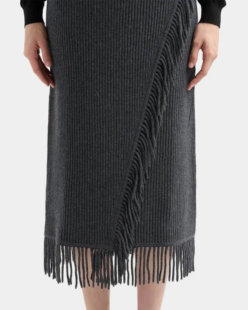 Simkhai Casey Ribbed Fringe-Trim Midi Skirt | Thumbnail 3 Simkhai Casey Ribbed Fringe-Trim Midi Skirt | Thumbnail 3
