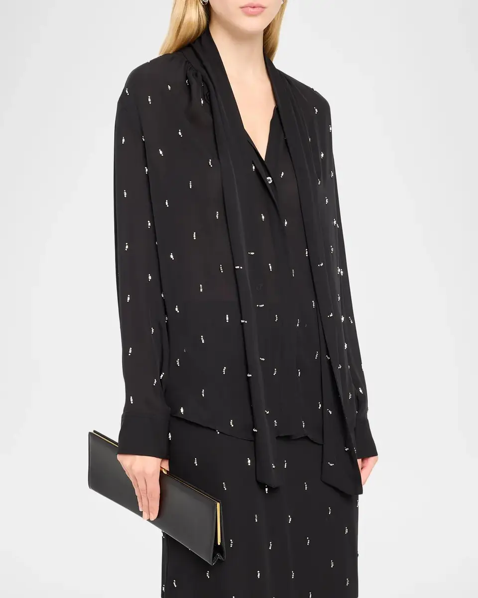 A.L.C. Vivi Embellished Tie-Neck Blouse | Thumbnail 4 A.L.C. Vivi Embellished Tie-Neck Blouse | Thumbnail 4