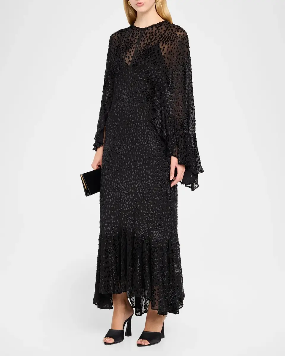 A.L.C. Uma Flock Dot-Printed Ruffled Maxi Dress | Thumbnail 4 A.L.C. Uma Flock Dot-Printed Ruffled Maxi Dress | Thumbnail 4