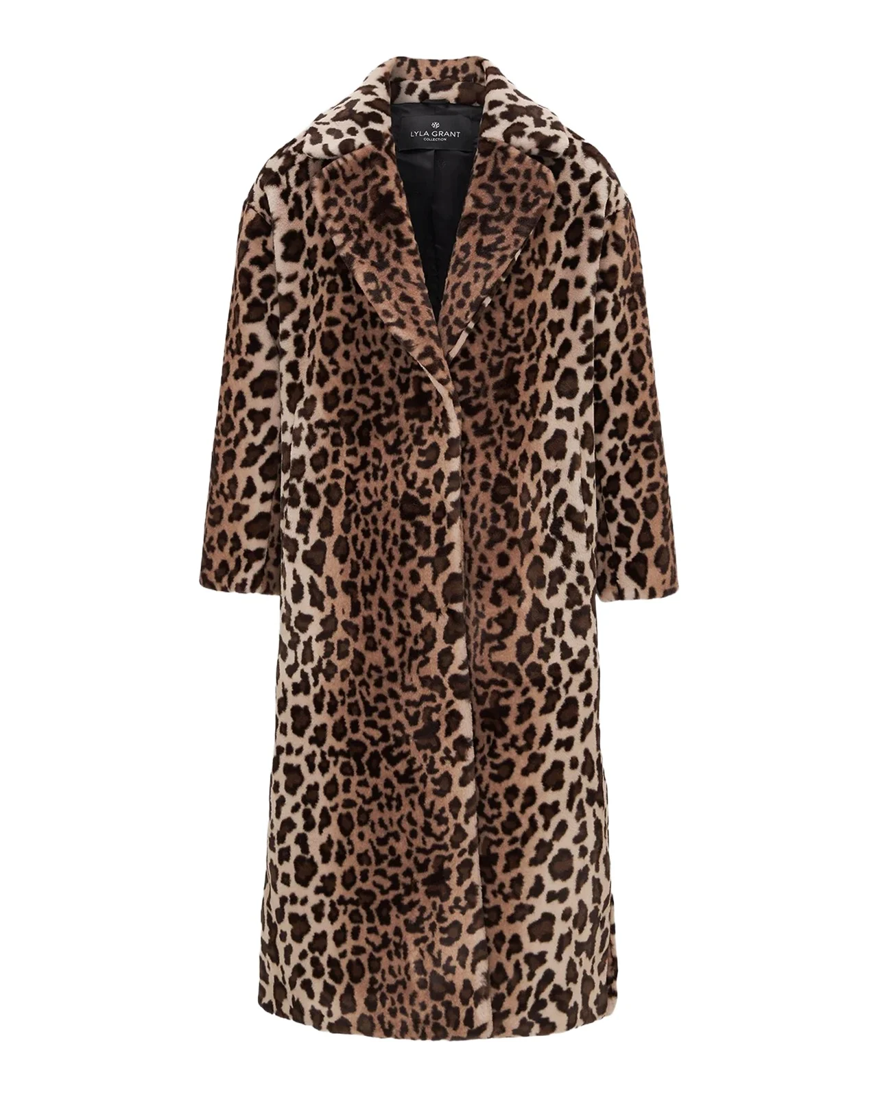 Lyla Grant Faux-Fur Sheared Mink Animalier-Print Coat